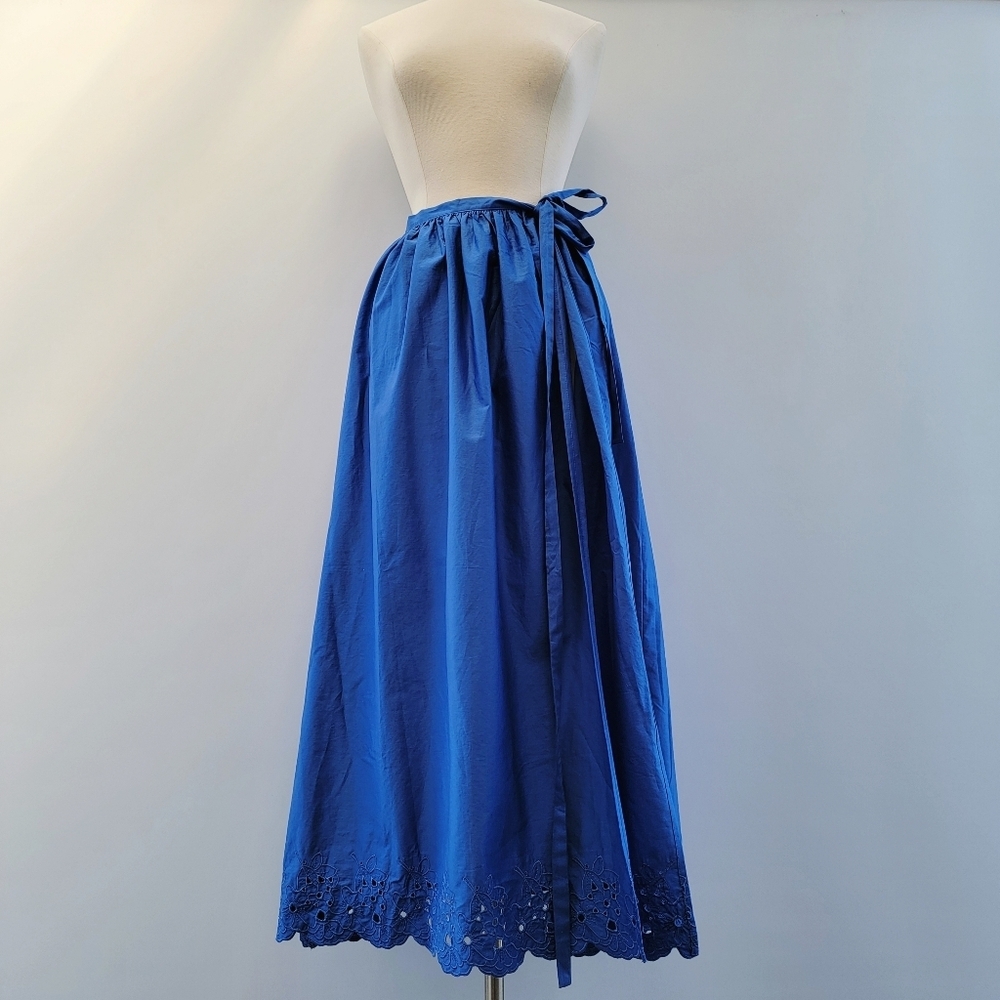 Le Petit Trou Camille Apron Skirt Blue Size Small Maxi Minimalist Boho Luxe